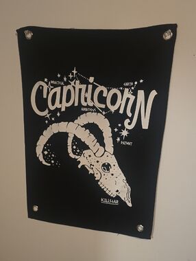 Killstar Capricorn Zodiac Wall Tapestry - Black and White